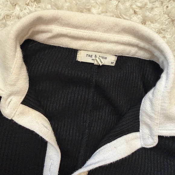 Rag & Bone Women's Black and White Knit Polo - Picture 5 of 8
